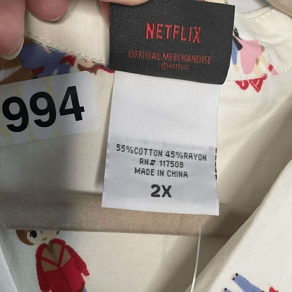 Stranger Things Mens 2X‎ Netflix Hopper Short Sleeve White Shirt Button Down - Picture 4 of 11